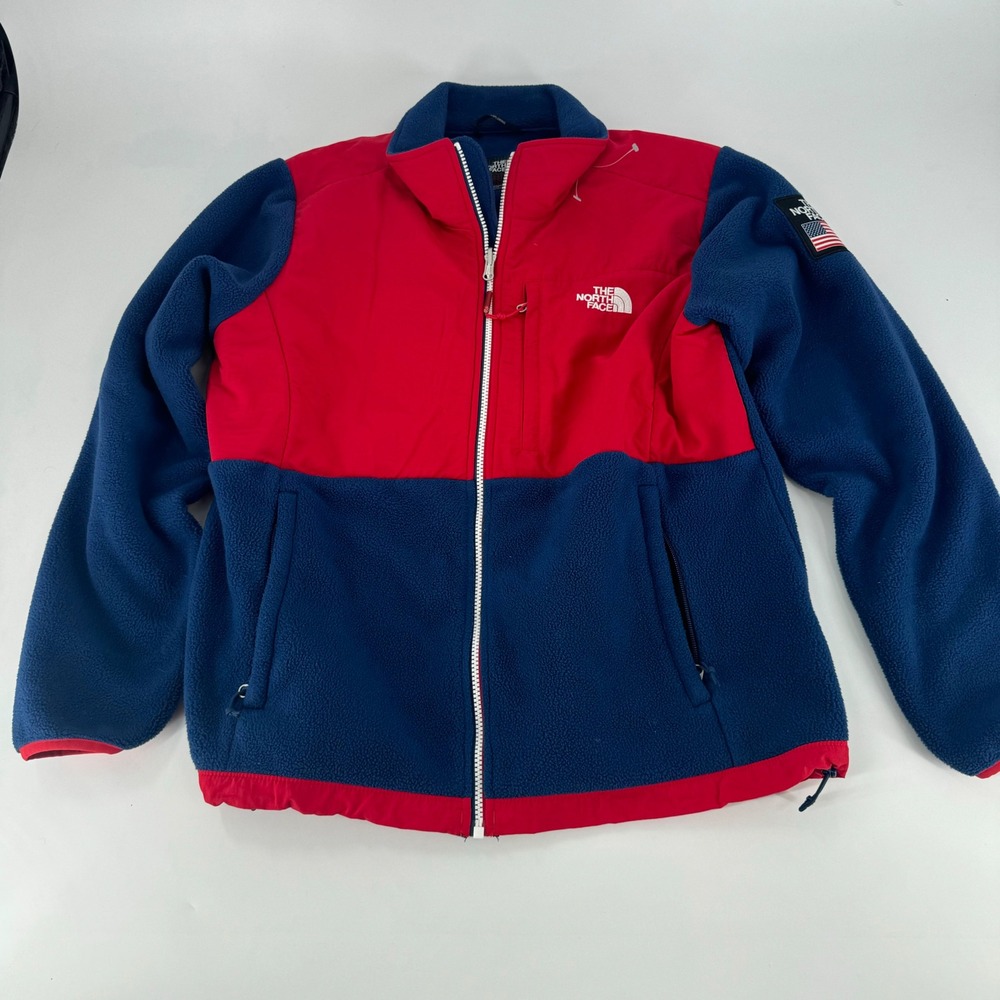 The North Face Denali RU/14 Fleece Jacket Red Blue Colorblock Women XL